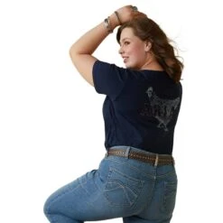 Ariat® Ladies R.E.A.L Mama Hen Navy Eclipse T-Shirt 10043758 11 Ariat® Ladies R.E.A.L Mama Hen Navy Eclipse T-Shirt 10043758 -Ariat Shop S23 WMS WEST 10043758 back plus
