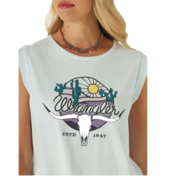 Wrangler Retro® Ladies Steer Head Green Graphic Tank 112315077 -Ariat Shop wrangler
